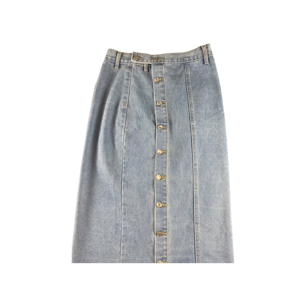 NWT WKNDCHASERS Light‎ Wash Denim Maxi Skirt Button Front Midi Length Size M